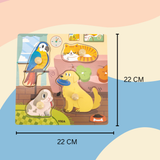 Viga Pets, 4 Piece Knob Puzzle, Montessori Wooden Toy, Develops Sensory, Cognitive & Fine Motor Skills, Non-Toxic & Eco-friendly Kids Educational Toy, Suitable for Boys and Girls Aged 12M+
