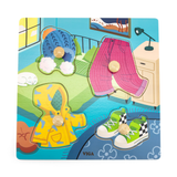 Viga Clothes, 4 Piece Knob Puzzle, Montessori Wooden Toy, Develops Sensory, Cognitive & Fine Motor Skills, Non-Toxic & Eco-friendly Kids Educational Toy, Suitable for Boys and Girls Aged 12M+