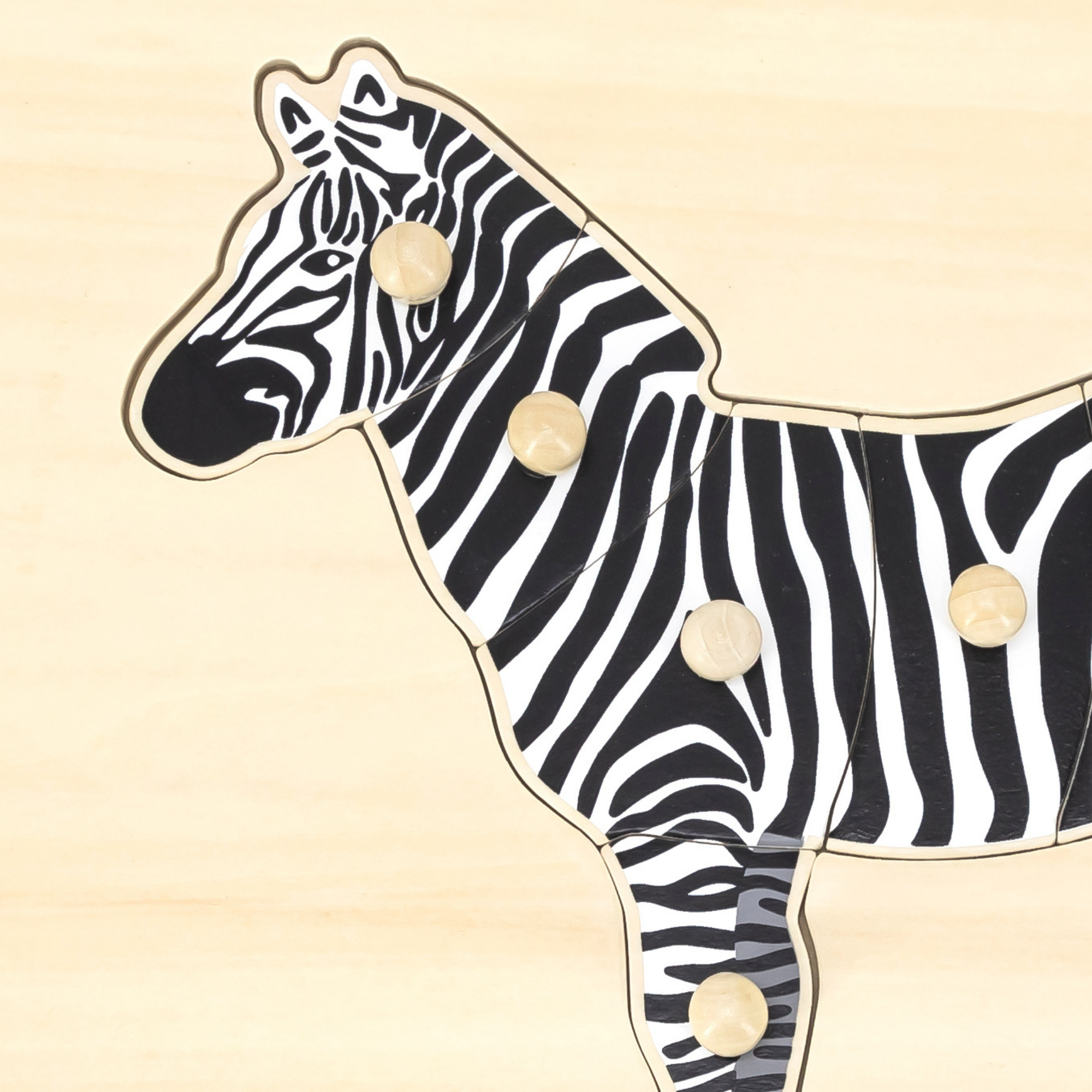 Viga Zebra, 8 Piece Knob Puzzle, Montessori Wooden Toy, Develops Sensory, Cognitive & Fine Motor Skills, Non-Toxic & Eco-friendly Kids Educational Toy, Suitable for Boys and Girls Aged 18M+