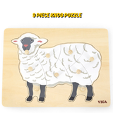 Viga Sheep, Farm Animals, 9 Piece Knob Puzzle, Montessori Wooden Toy, Develops Sensory, Cognitive & Fine Motor Skills, Non-Toxic & Eco-friendly Kids Educational Toy, Suitable for Children Aged 18M+