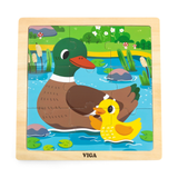 Viga Duck, 9 Piece Jigsaw Puzzle, Montessori Wooden Toy, Develops Sensory, Cognitive & Fine Motor Skills, Non-Toxic & Eco-friendly Kids Educational Toy, Suitable for Boys and Girls Aged 18M+