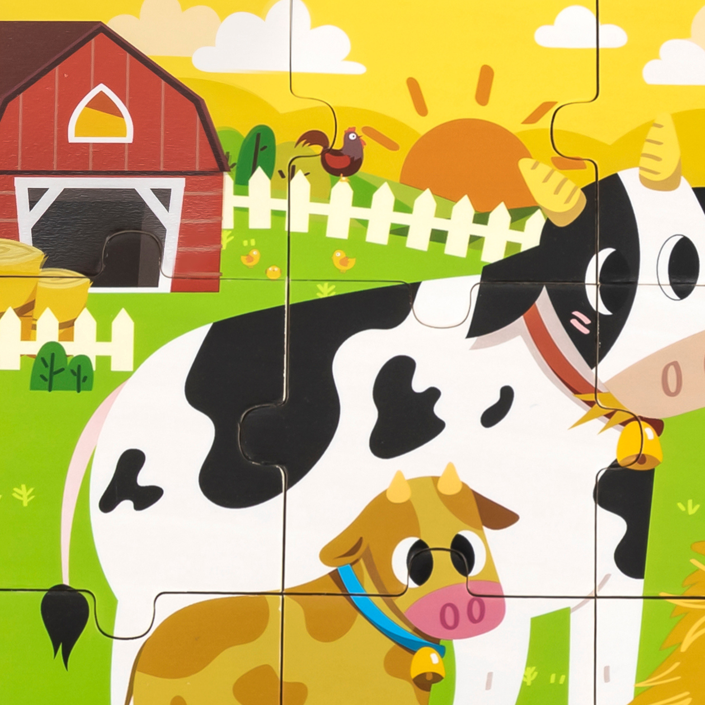 Viga Cow, 9 Piece Jigsaw Puzzle, Montessori Wooden Toy, Develops Sensory, Cognitive & Fine Motor Skills, Non-Toxic & Eco-friendly Kids Educational Toy, Suitable for Boys and Girls Aged 18M+