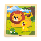 Viga Lion, 9 Piece Jigsaw Puzzle, Montessori Wooden Toy, Develops Sensory, Cognitive & Fine Motor Skills, Non-Toxic & Eco-friendly Kids Educational Toy, Suitable for Boys and Girls Aged 18M+