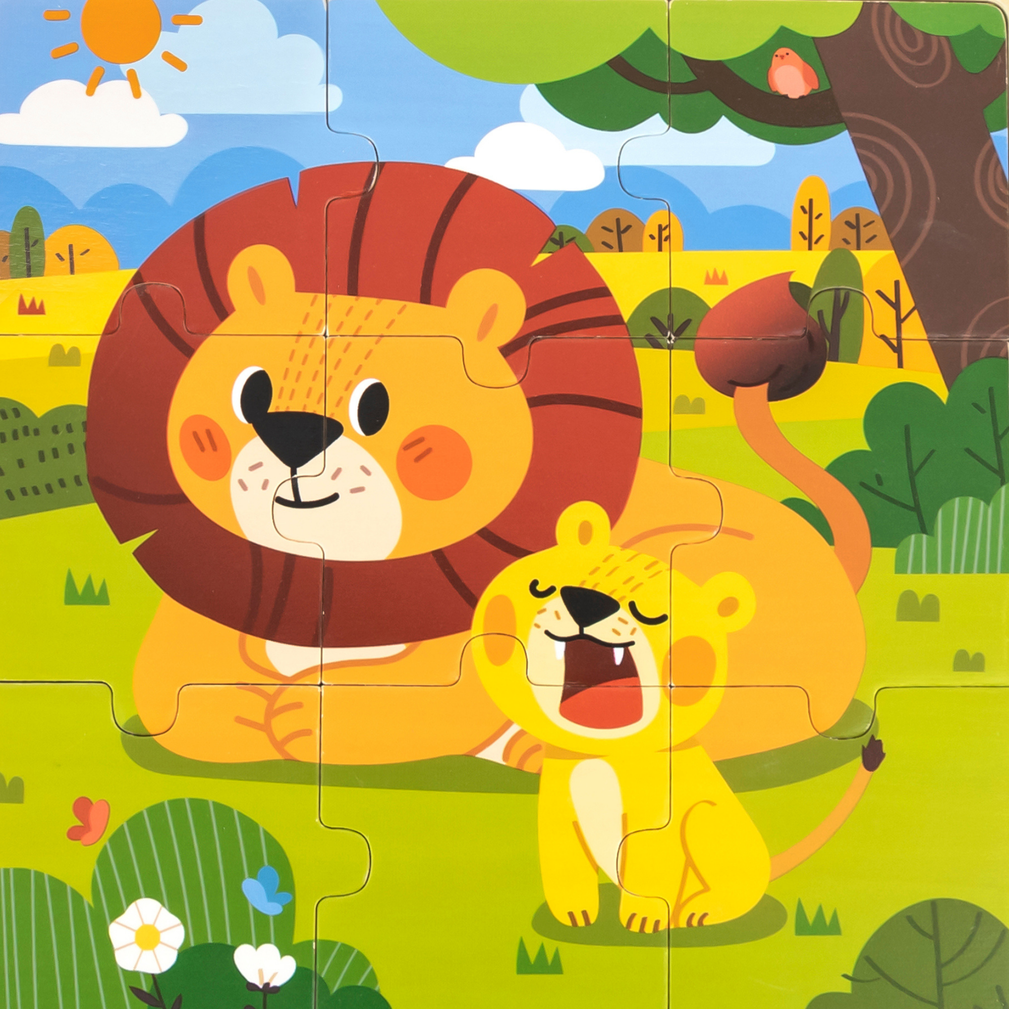 Viga Lion, 9 Piece Jigsaw Puzzle, Montessori Wooden Toy, Develops Sensory, Cognitive & Fine Motor Skills, Non-Toxic & Eco-friendly Kids Educational Toy, Suitable for Boys and Girls Aged 18M+