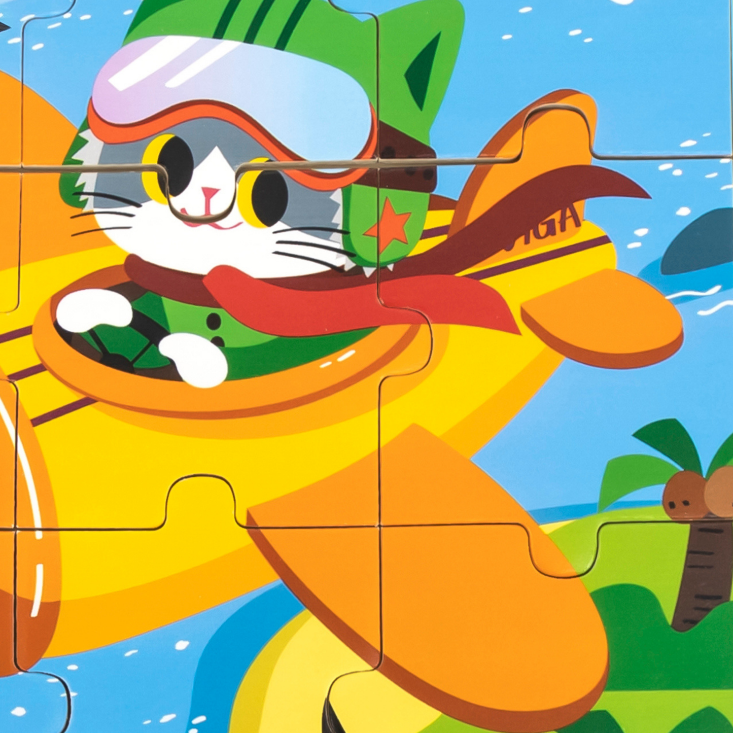 Viga Cat on a Plane, 9 Piece Jigsaw Puzzle, Montessori Wooden Toy, Develops Sensory, Cognitive & Fine Motor Skills, Non-Toxic & Eco-friendly Kids Educational Toy, Suitable for Children Aged 18M+