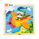 Viga Cat on a Plane, 9 Piece Jigsaw Puzzle, Montessori Wooden Toy, Develops Sensory, Cognitive & Fine Motor Skills, Non-Toxic & Eco-friendly Kids Educational Toy, Suitable for Children Aged 18M+