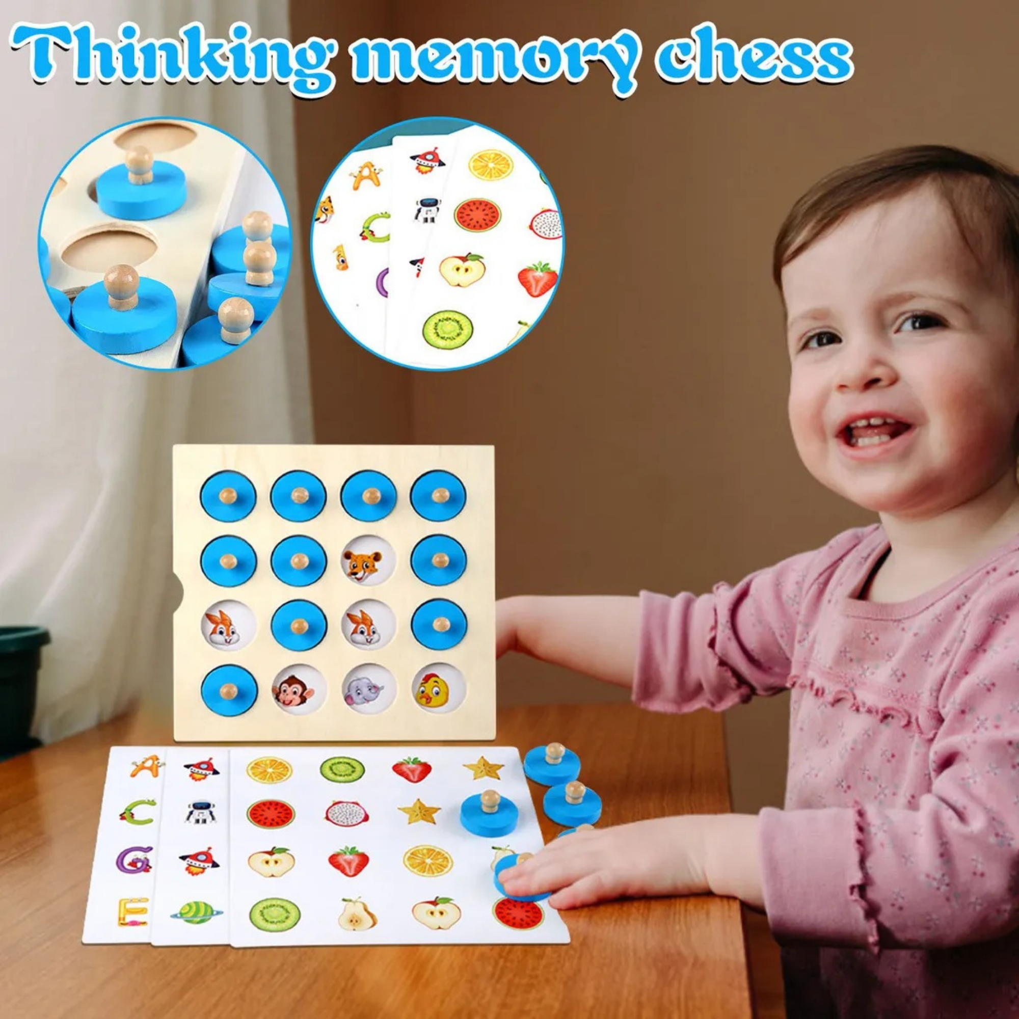 Viga Wooden Memory Game, Montessori Matching Toy with 5 Double-Sided Cards, Develops Memory, Concentration & Motor Skills, Eco-Friendly & Non-Toxic Educational Toy, for Kids Ages 3+
