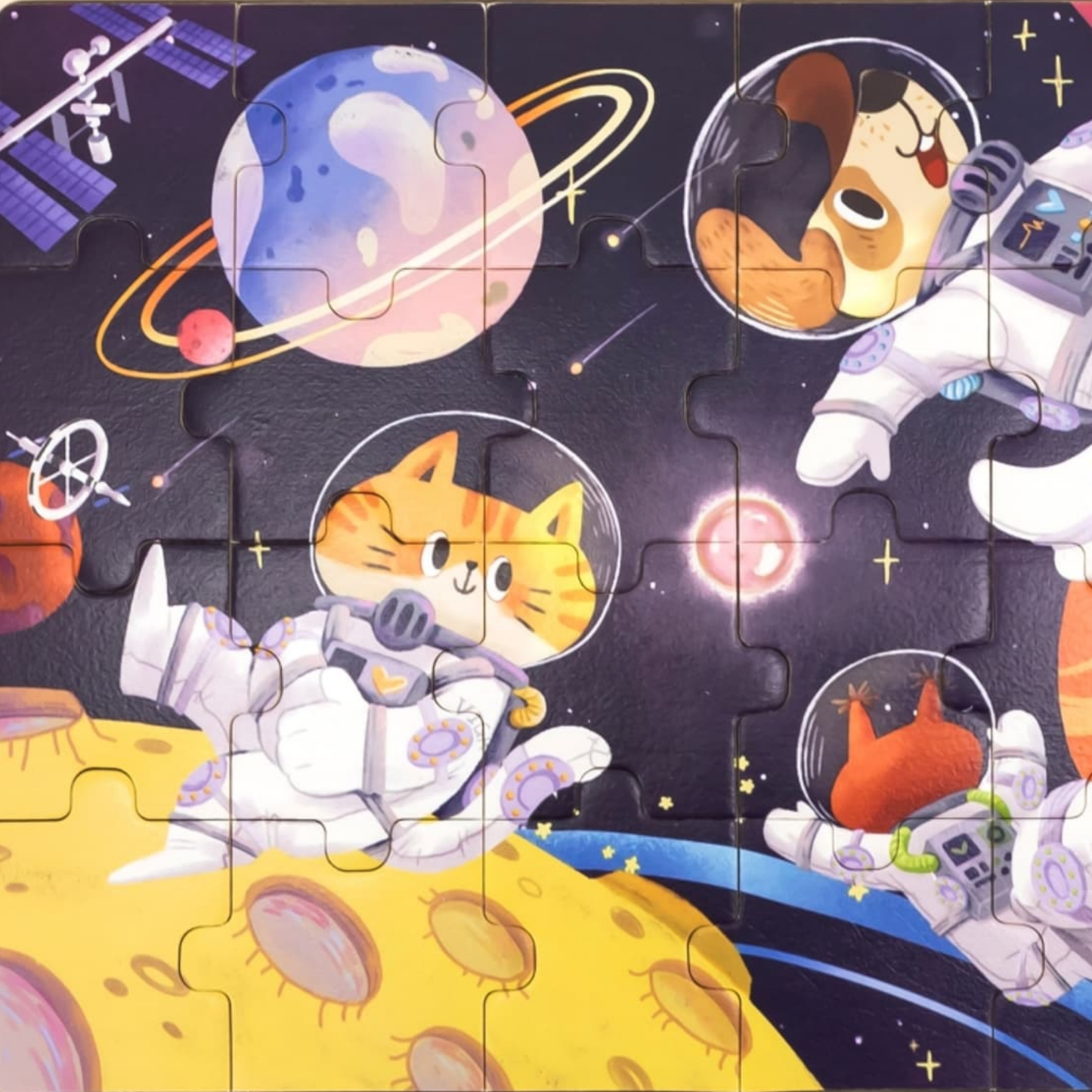 Viga Space Adventures, 24 Piece Jigsaw Puzzle, Montessori Wooden Toy, Develops Sensory, Cognitive & Fine Motor Skills, Non-Toxic & Eco-friendly Kids Educational Toy, Suitable for Children Aged 2Y+