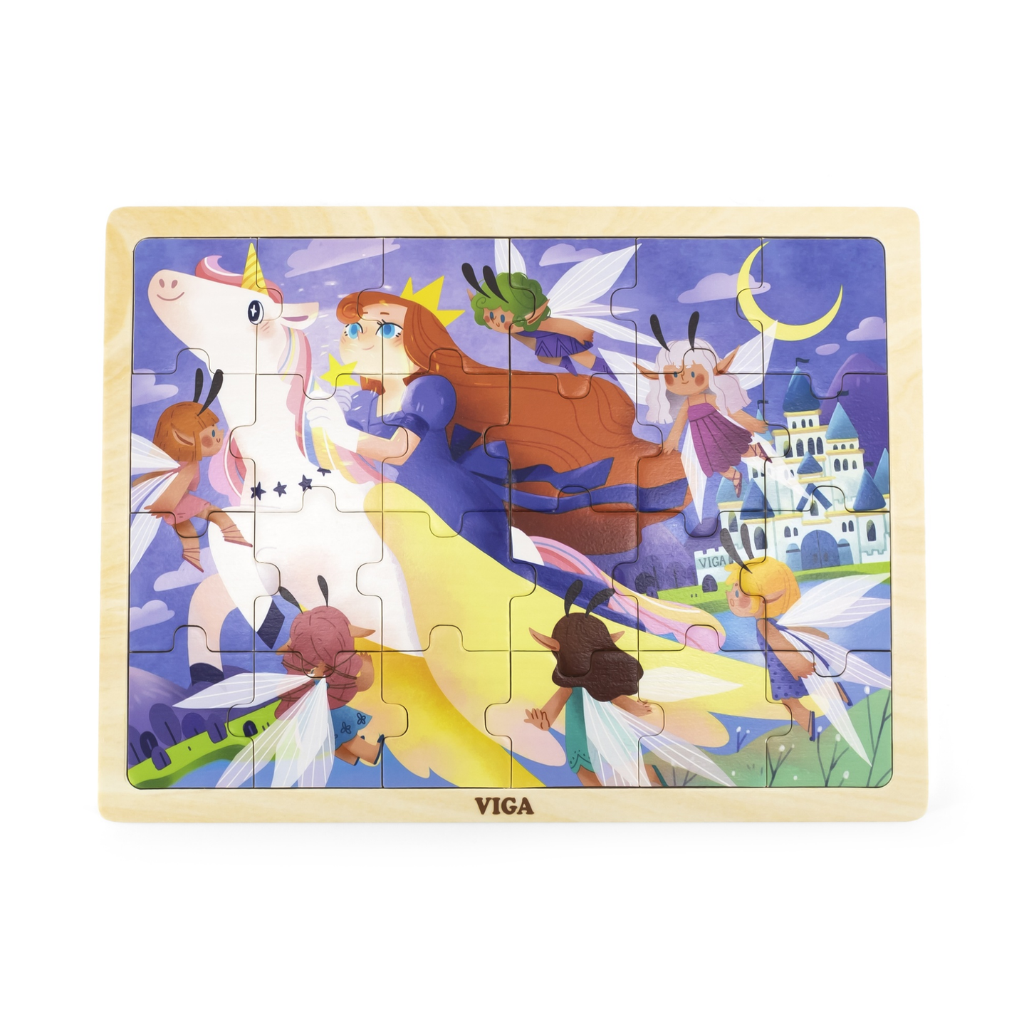 Viga Fairy Tale, 24 Piece Jigsaw Puzzle, Montessori Wooden Toy, Develops Sensory, Cognitive & Fine Motor Skills, Non-Toxic & Eco-friendly Kids Educational Toy, Suitable for Boys and Girls Aged 2Y+