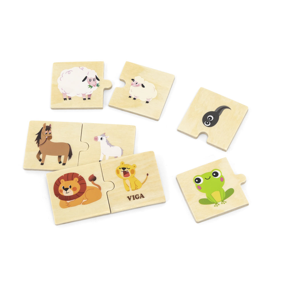 Viga Mom & Baby, 24 Piece Mix & Match Puzzle, Montessori Wooden Toy, Develops Sensory, Cognitive & Fine Motor Skills, Non-Toxic & Eco-friendly Kids Educational Toy, Suitable for Children Aged 18M+