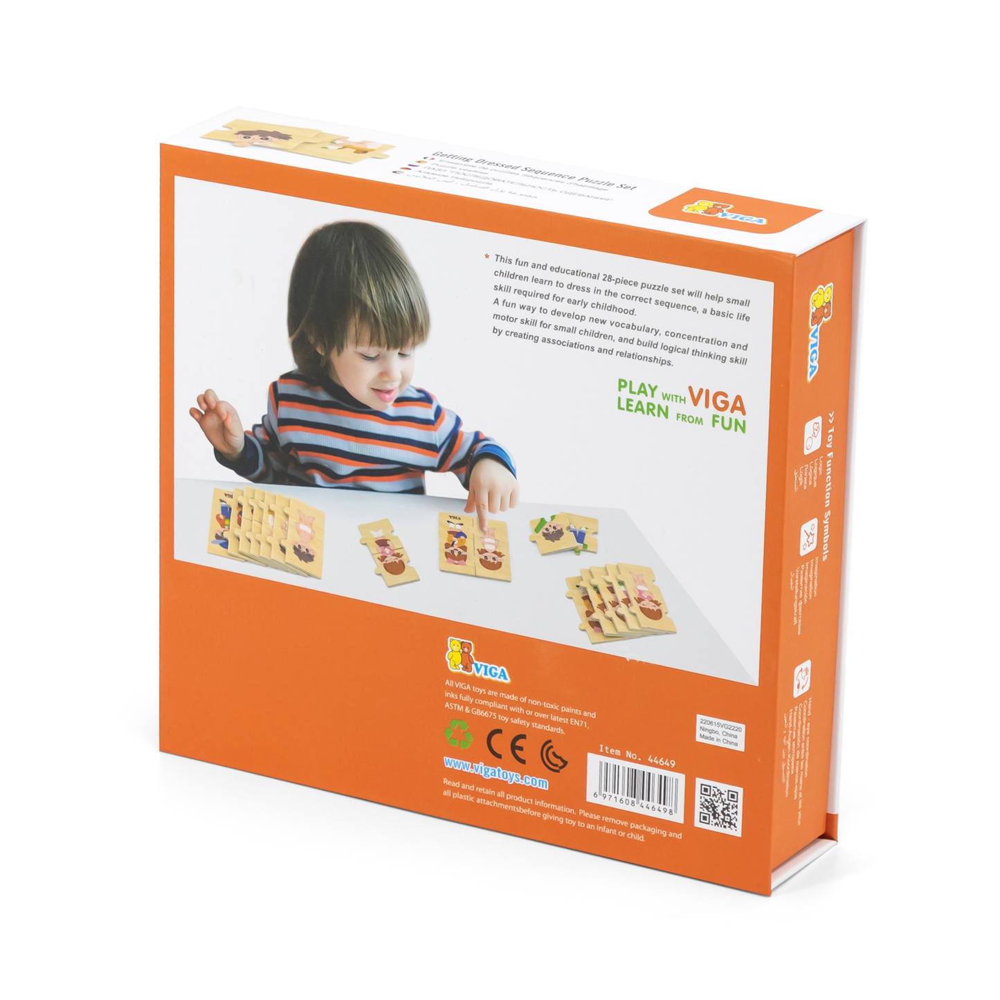 Viga Getting Dressed Connecting Game, 28 Piece Mix & Match Puzzle, Montessori Wooden Toy, Develops Sensory, Cognitive & Fine Motor Skills, Non-Toxic & Eco-friendly Kids Educational Toy, 18M+