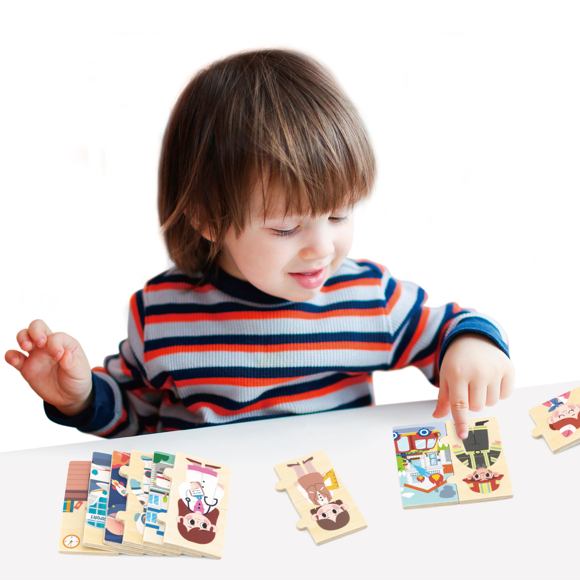 Viga Profession, 32 Piece Mix & Match Puzzle, Montessori Wooden Toy, Develops Sensory, Cognitive & Fine Motor Skills, Non-Toxic & Eco-friendly Kids Educational Toy, Suitable for Children Aged 18M+