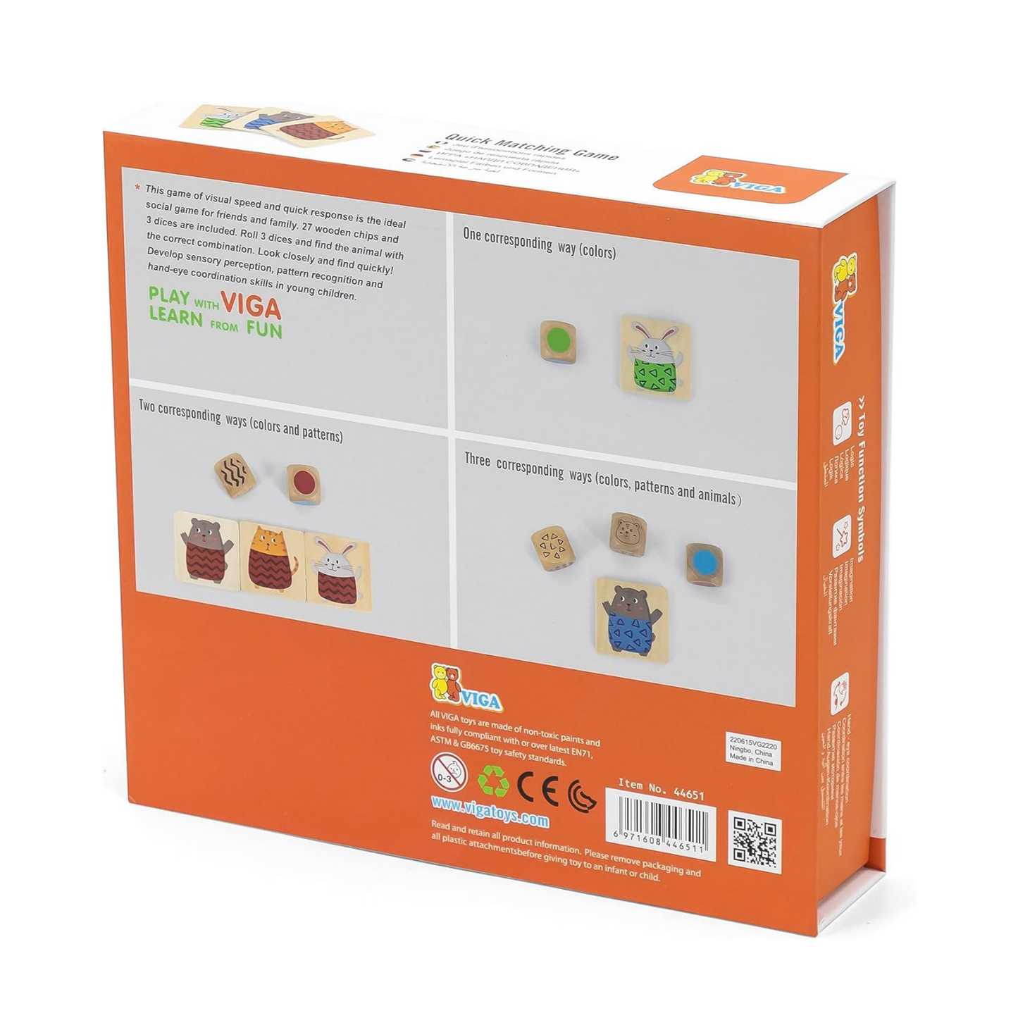 Viga Quick Response Game, Montessori Wooden Visual Speed & Pattern Recognition Toy, Develops Hand-Eye Coordination & Focus, Eco-Friendly & Non-Toxic Educational Toy, for Kids Ages 3+