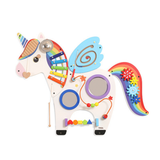 Viga Unicorn Sensory Wall Toy, Montessori Multi-Activity Wooden Panel with Gears, Bead Maze & Xylophone, Develops Motor Skills & Emotional Learning, Eco-Friendly & Non-Toxic, for Ages 18M+