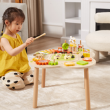 VIGA Farm-Themed Wooden Activity Table, Montessori Educational Toy with Train Track, Gears, Shape Sorter & Xylophone, Develops Fine Motor Skills, Logic & Creativity, for Boys & Girls Ages 18M+