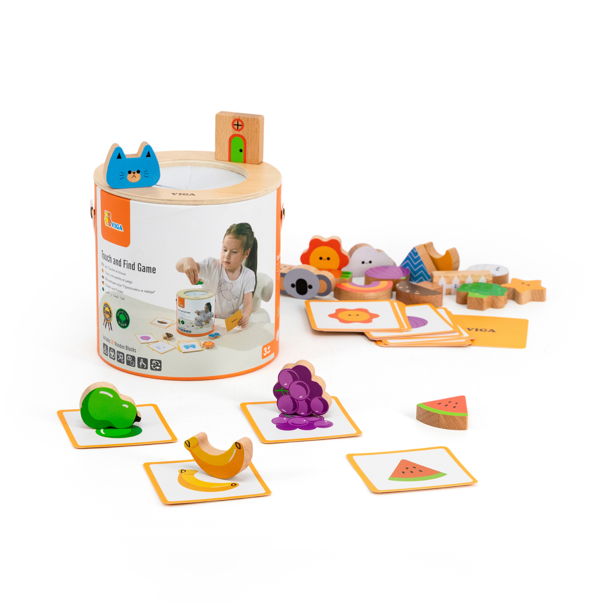 Viga Touch & Find, 20 Piece Matching Puzzle, Montessori Wooden Toy, Develops Sensory, Cognitive & Fine Motor Skills, Non-Toxic & Eco-friendly Kids Educational Toy, Suitable for Children Aged 3Y+