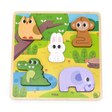 Viga Forest, 5 Piece Block Puzzle, Montessori Wooden Toy, Develops Sensory, Cognitive & Fine Motor Skills, Non-Toxic & Eco-friendly Kids Educational Toy, Suitable for Boys and Girls Aged 18M+