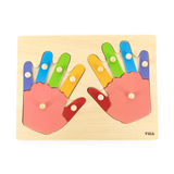 Viga Hands & Fingers, 12 Piece Knob Puzzle, Montessori Wooden Toy, Develops Sensory, Cognitive & Fine Motor Skills, Non-Toxic & Eco-friendly Kids Educational Toy, Suitable for Children Aged 18M+