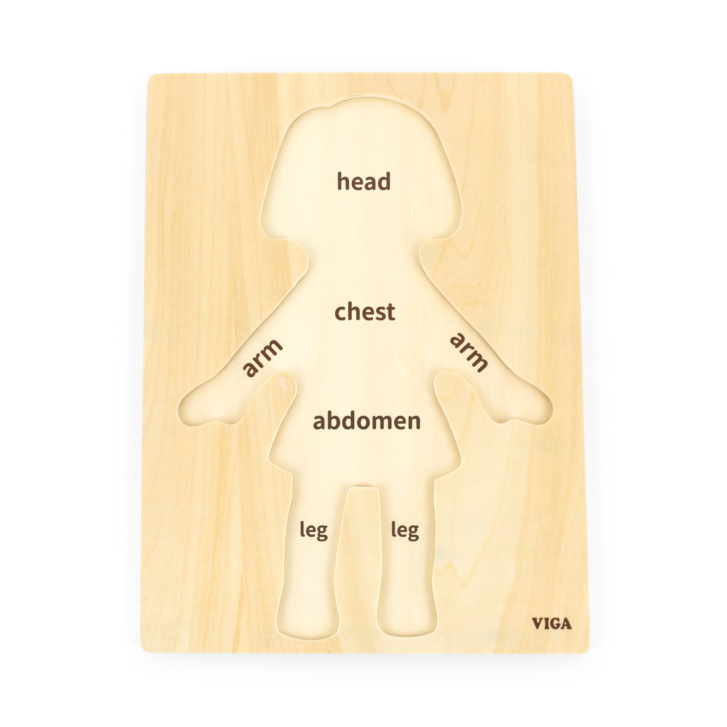 Viga Girls Body, 7 Piece Knob Puzzle, Montessori Wooden Toy, Develops Sensory, Cognitive & Fine Motor Skills, Non-Toxic & Eco-friendly Kids Educational Toy, Suitable for Boys and Girls Aged 18M+