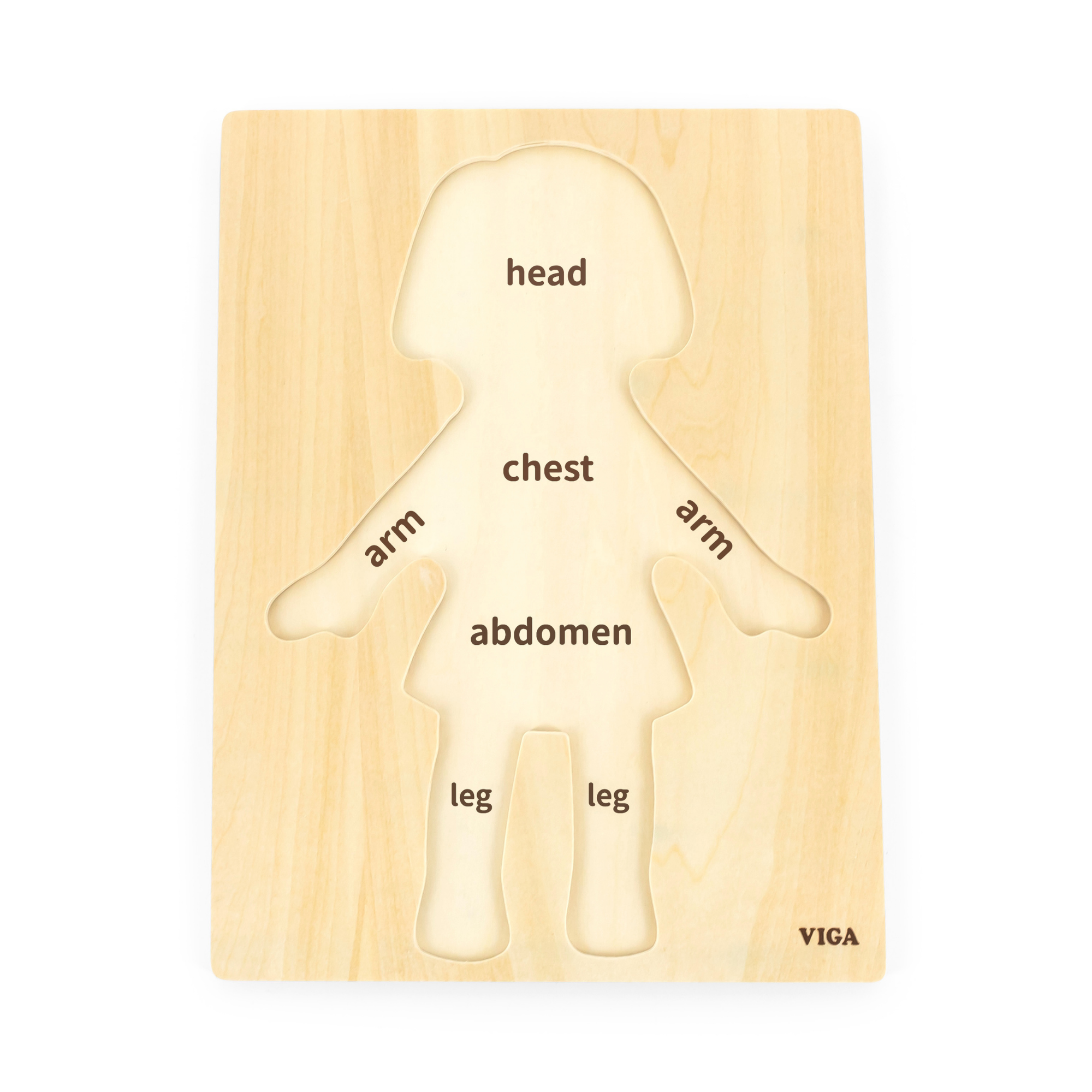 Viga Girls Body, 7 Piece Knob Puzzle, Montessori Wooden Toy, Develops Sensory, Cognitive & Fine Motor Skills, Non-Toxic & Eco-friendly Kids Educational Toy, Suitable for Boys and Girls Aged 18M+