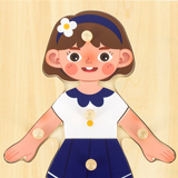 Viga Girls Body, 7 Piece Knob Puzzle, Montessori Wooden Toy, Develops Sensory, Cognitive & Fine Motor Skills, Non-Toxic & Eco-friendly Kids Educational Toy, Suitable for Boys and Girls Aged 18M+