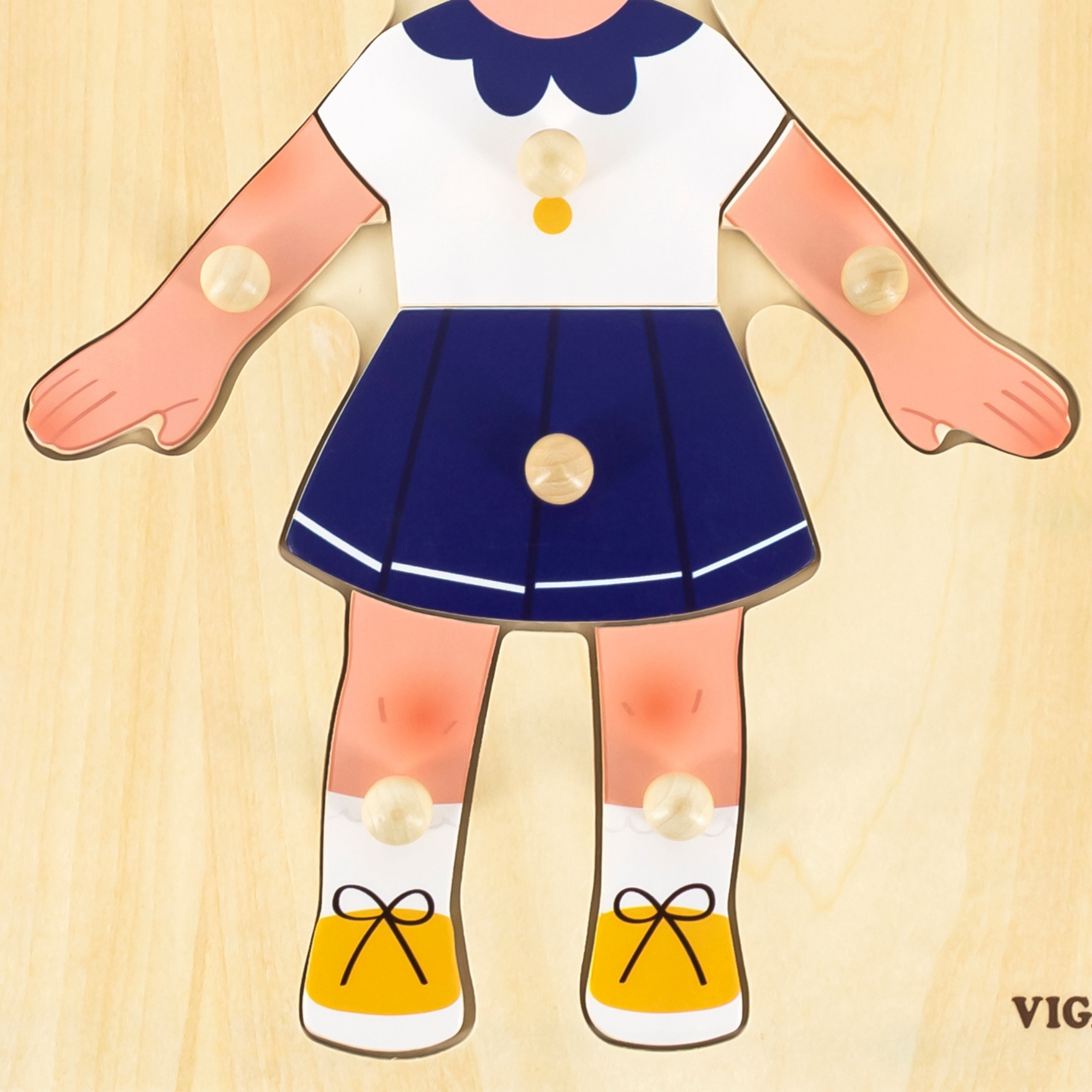 Viga Girls Body, 7 Piece Knob Puzzle, Montessori Wooden Toy, Develops Sensory, Cognitive & Fine Motor Skills, Non-Toxic & Eco-friendly Kids Educational Toy, Suitable for Boys and Girls Aged 18M+