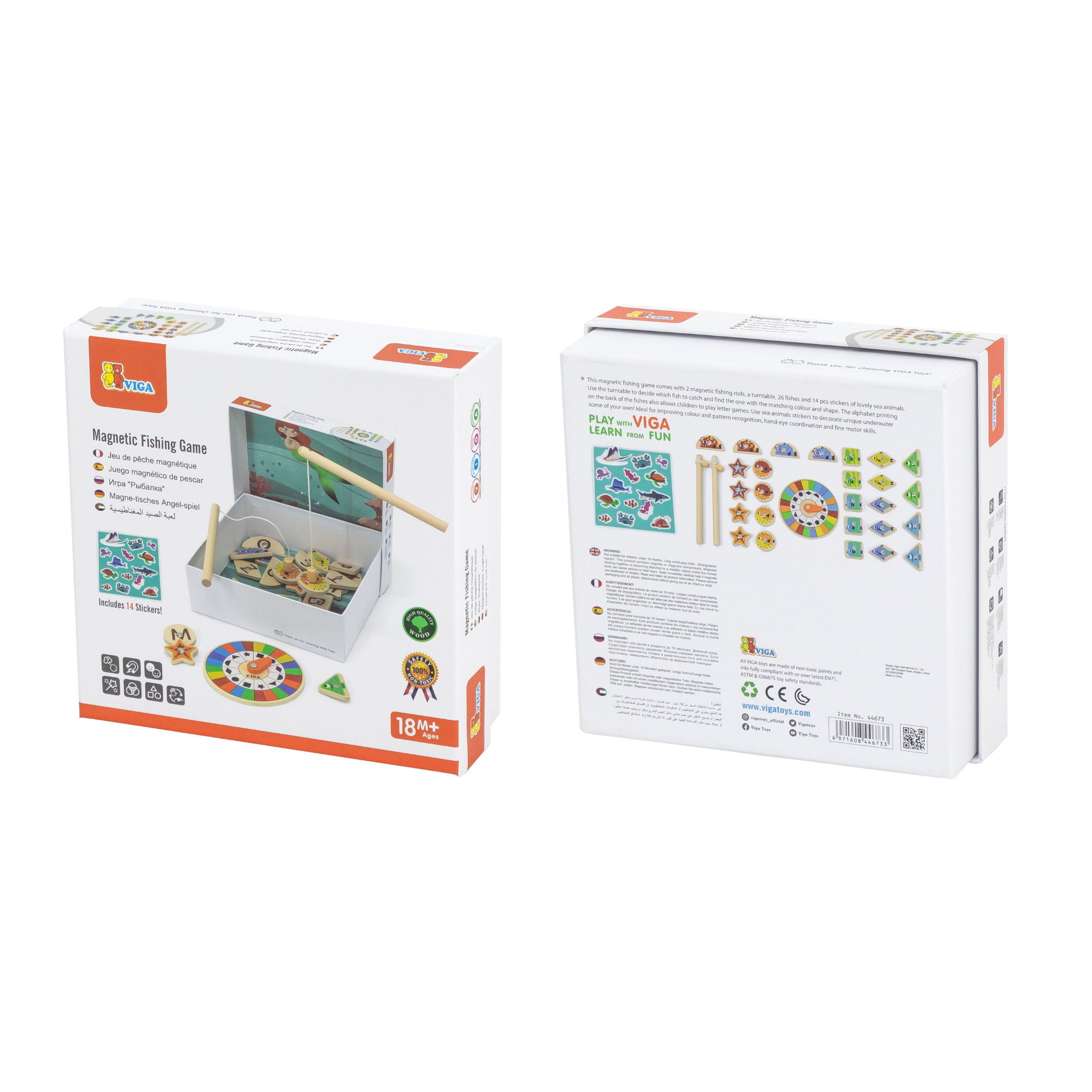 Viga Catching Fishes, 26 Piece Magnetic Puzzle, Montessori Wooden Toy, Develops Sensory, Cognitive & Fine Motor Skills, Non-Toxic & Eco-friendly Kids Educational Toy, Suitable for Children Aged 18M+