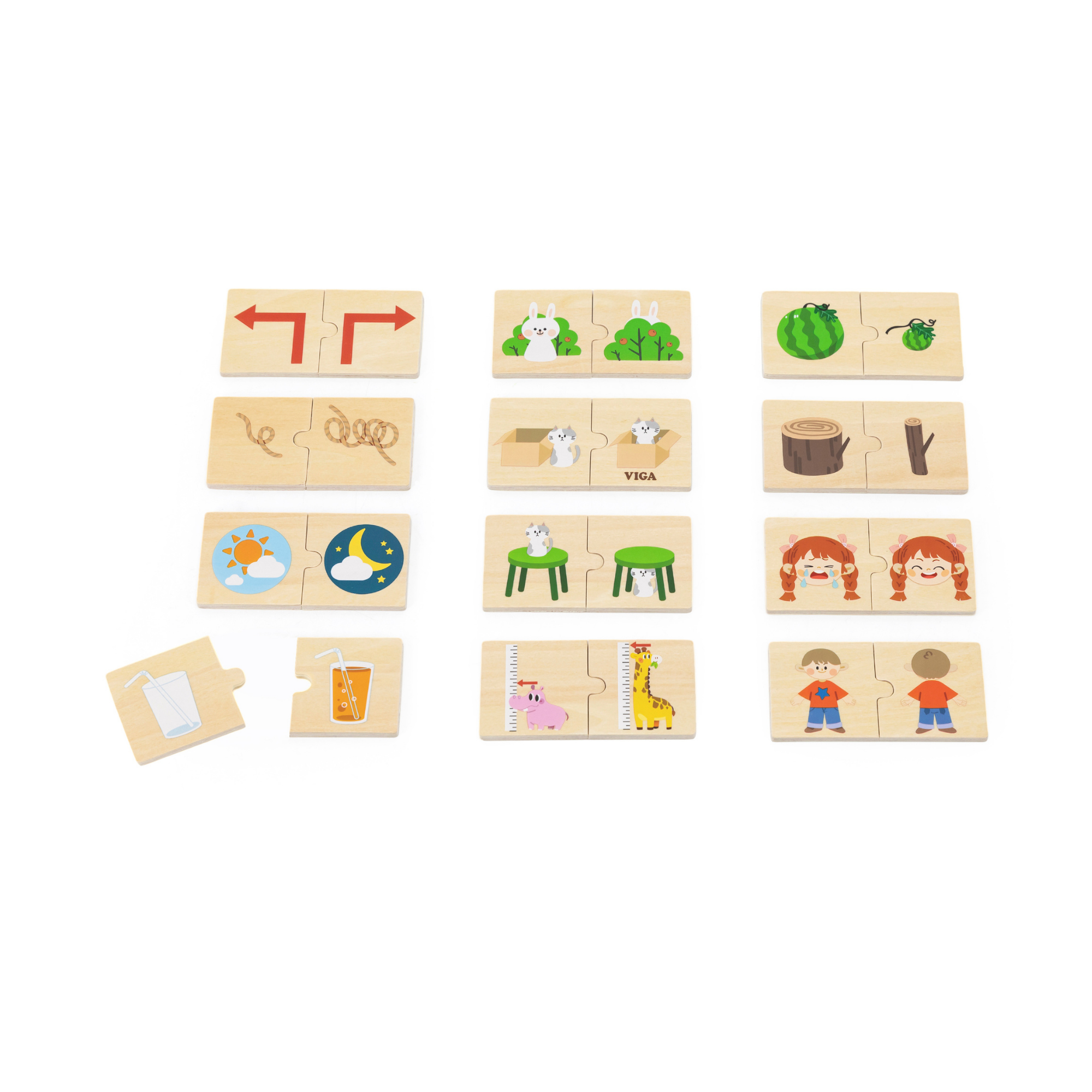 Viga Opposites, 24 Piece Mix & Match Puzzle, Montessori Wooden Toy, Develops Sensory, Cognitive & Fine Motor Skills, Non-Toxic & Eco-friendly Kids Educational Toy, Suitable for Children Aged 18M+