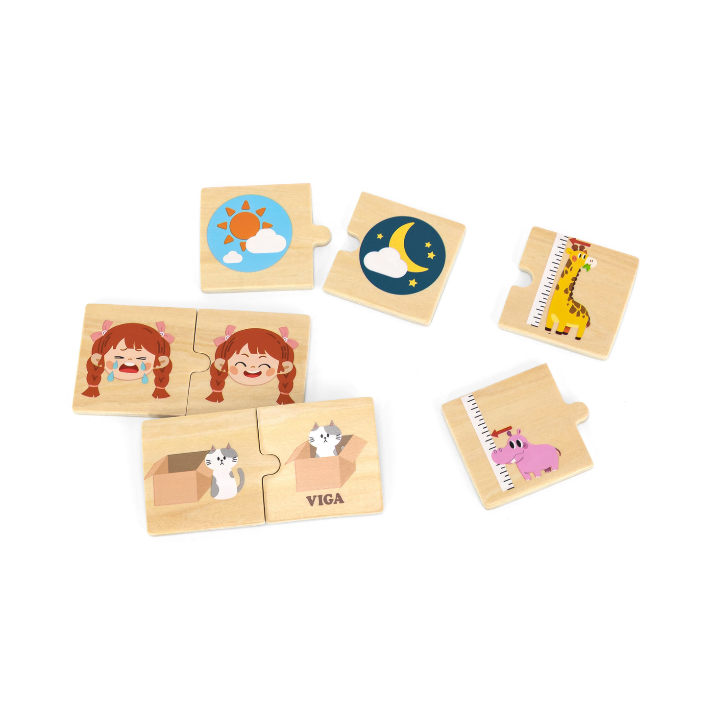 Viga Opposites, 24 Piece Mix & Match Puzzle, Montessori Wooden Toy, Develops Sensory, Cognitive & Fine Motor Skills, Non-Toxic & Eco-friendly Kids Educational Toy, Suitable for Children Aged 18M+