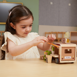 Viga Wooden Coffee Truck Playset, 11-Piece Montessori-Inspired Cafe-Themed Vehicle Toy, Non-Toxic and Eco-Friendly, Encourages Imaginative Role Play and Fine Motor Skills, Suitable for Boys & Girls Ages 3+
