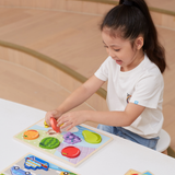 Viga Fruits, 7 Piece Block Puzzle, Montessori Wooden Toy, Develops Sensory, Cognitive & Fine Motor Skills, Non-Toxic & Eco-friendly Kids Educational Toy, Suitable for Boys and Girls Aged 18M+