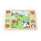 Viga Barn Animals, 17 Piece Jigsaw Puzzle, Montessori Wooden Toy, Develops Sensory, Cognitive & Fine Motor Skills, Non-Toxic & Eco-friendly Kids Educational Toy, Suitable for Boys and Girls Aged 18M+