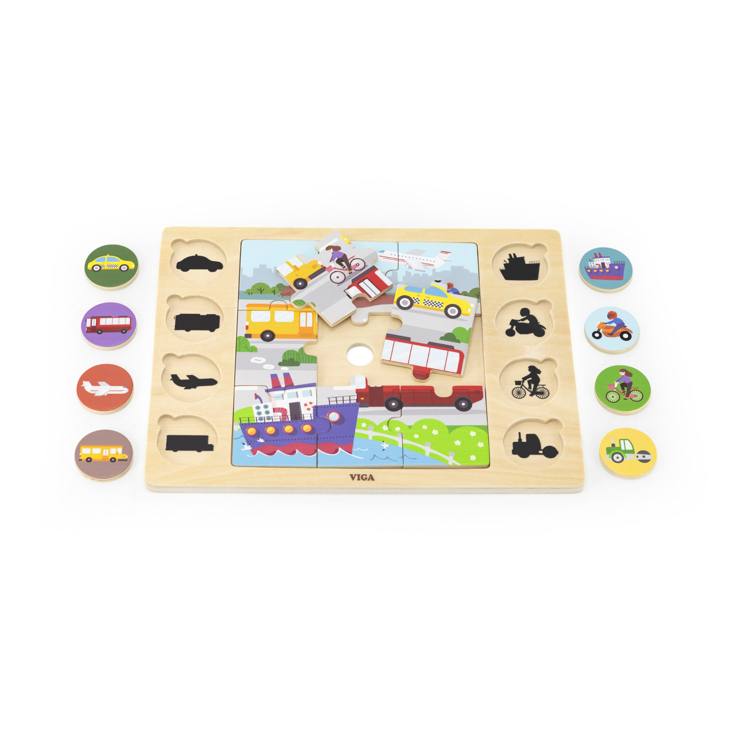 Viga Modes of Transportation, 17 Piece Jigsaw Puzzle, Montessori Wooden Toy, Develops Sensory, Cognitive & Fine Motor Skills, Non-Toxic & Eco-friendly Kids Educational Toy, Suitable for Children 18M+