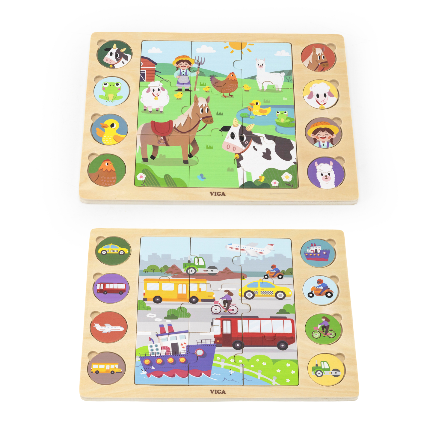 Viga Modes of Transportation, 17 Piece Jigsaw Puzzle, Montessori Wooden Toy, Develops Sensory, Cognitive & Fine Motor Skills, Non-Toxic & Eco-friendly Kids Educational Toy, Suitable for Children 18M+