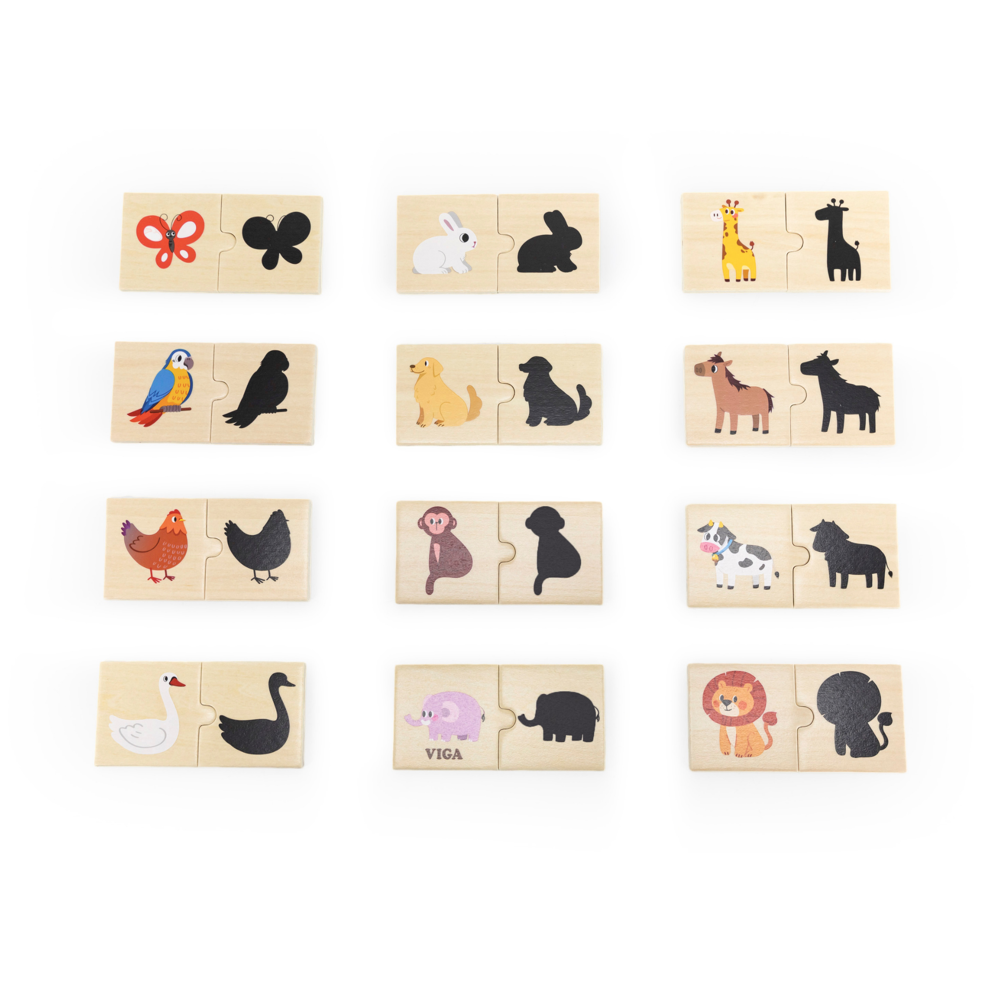 Viga Connecting Game, Matching Shadows, 24 Piece Mix & Match Puzzle, Montessori Wooden Toy, Develops Sensory, Cognitive & Fine Motor Skills, Non-Toxic & Eco-friendly Kids Educational Toy, 18M+