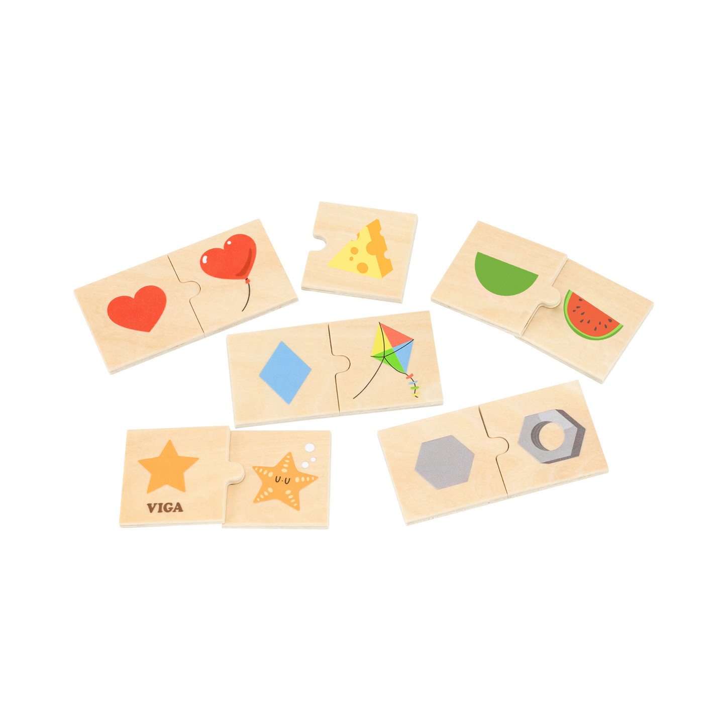 Viga Connecting Game, Shapes to Objects, 24 Piece Mix & Match Puzzle, Montessori Wooden Toy, Develops Sensory, Cognitive & Fine Motor Skills, Non-Toxic & Eco-friendly Kids Educational Toy, 18M+