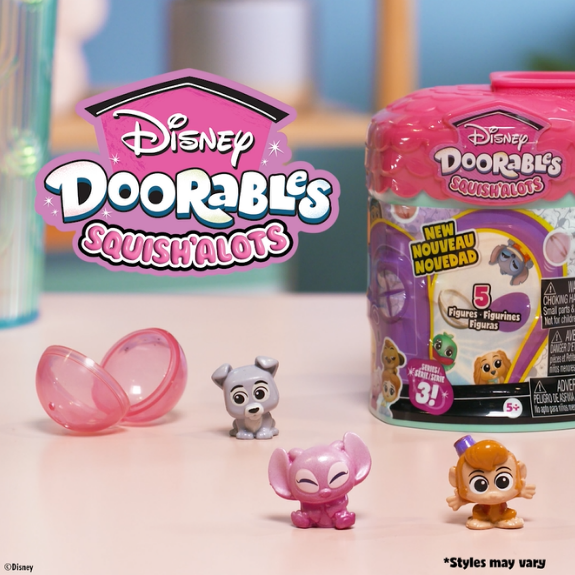 Disney Doorables Squish’Alots Series 3 with 5 Collectible Blind Bag Mini Action Figures, 1 Inch (2.5 cm) Movie Character Toy Figurines, Officially Licensed Kids Toy for Ages 5 & Up by Just Play