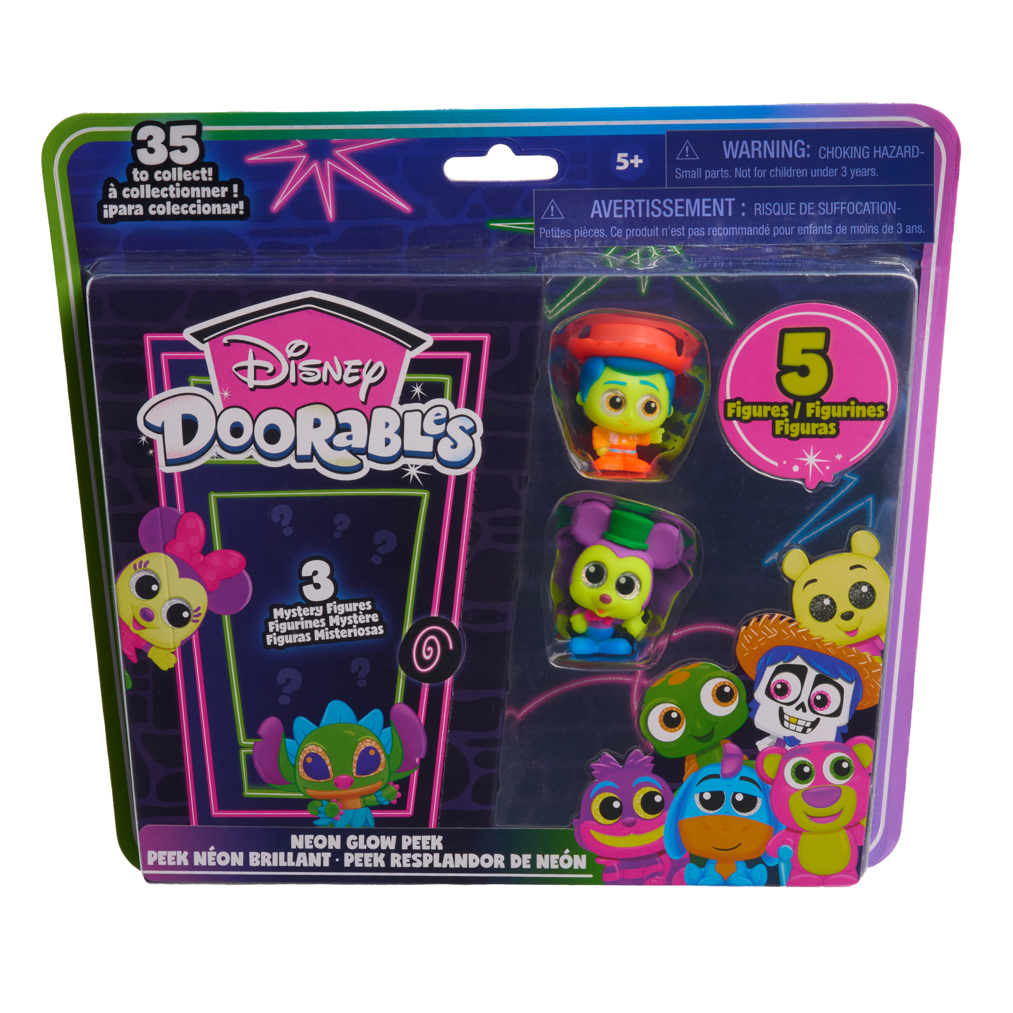 Disney Doorables Neon Glow Peek Features 2 Visible & 3 Blind Bag 1.5 Inch (3.8 cm) Collectible Mini Action Figures, 5 of 35 Collectible Figurines, Officially Licensed Kids Toy for Ages 5+ by Just Play