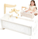 PolarB Wooden Doll Cradle by , Solid Wood Rocking Cot with Pillow, Blanket, and Crib Mobile, Fits Dolls Up to 38 cm, Ages 3+