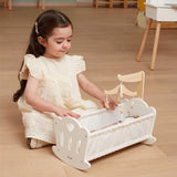 PolarB Wooden Doll Cradle by , Solid Wood Rocking Cot with Pillow, Blanket, and Crib Mobile, Fits Dolls Up to 38 cm, Ages 3+