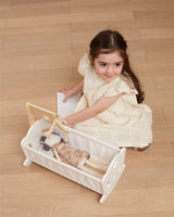 PolarB Wooden Doll Cradle by , Solid Wood Rocking Cot with Pillow, Blanket, and Crib Mobile, Fits Dolls Up to 38 cm, Ages 3+