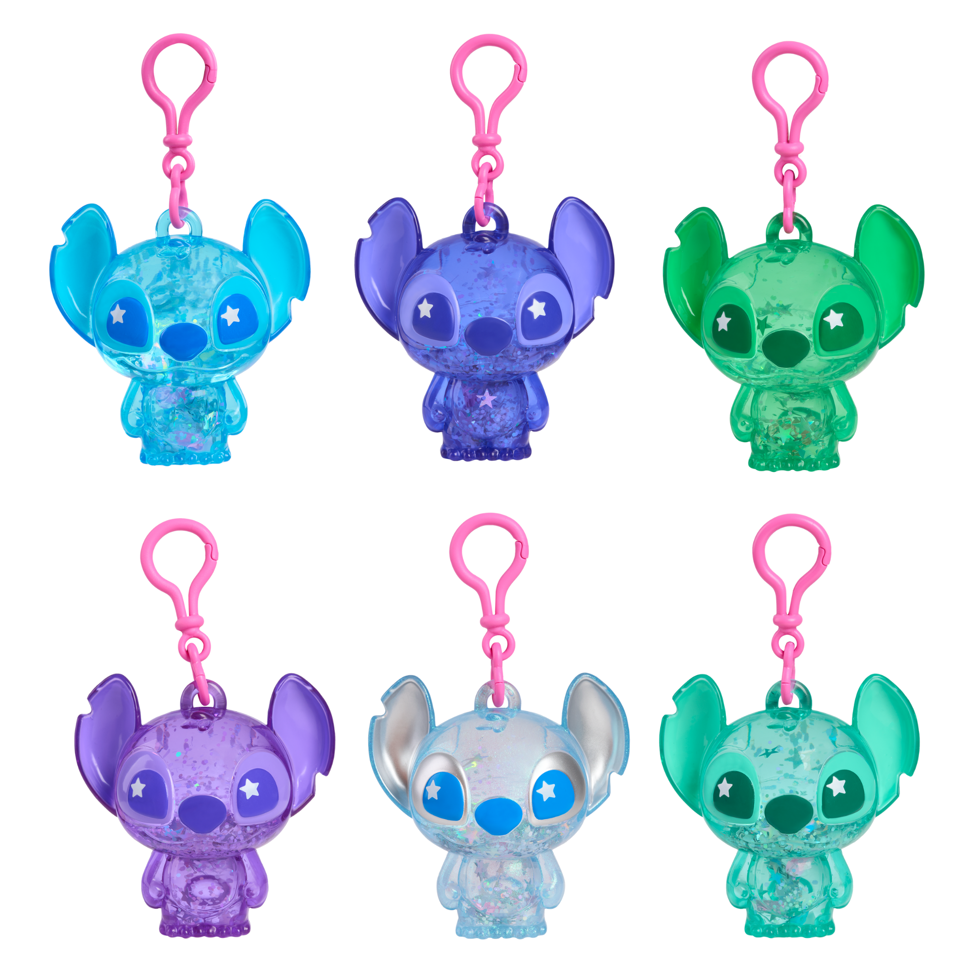 Disney Lilo & Stitch 3" Inch (7.5 cm) Collectible Clip-on Action Figure Charm with Beads & Glitter, Officially Licensed Kids Toys by Just Play, Suitable for Children, Boys and Girls, Aged 3 Years+