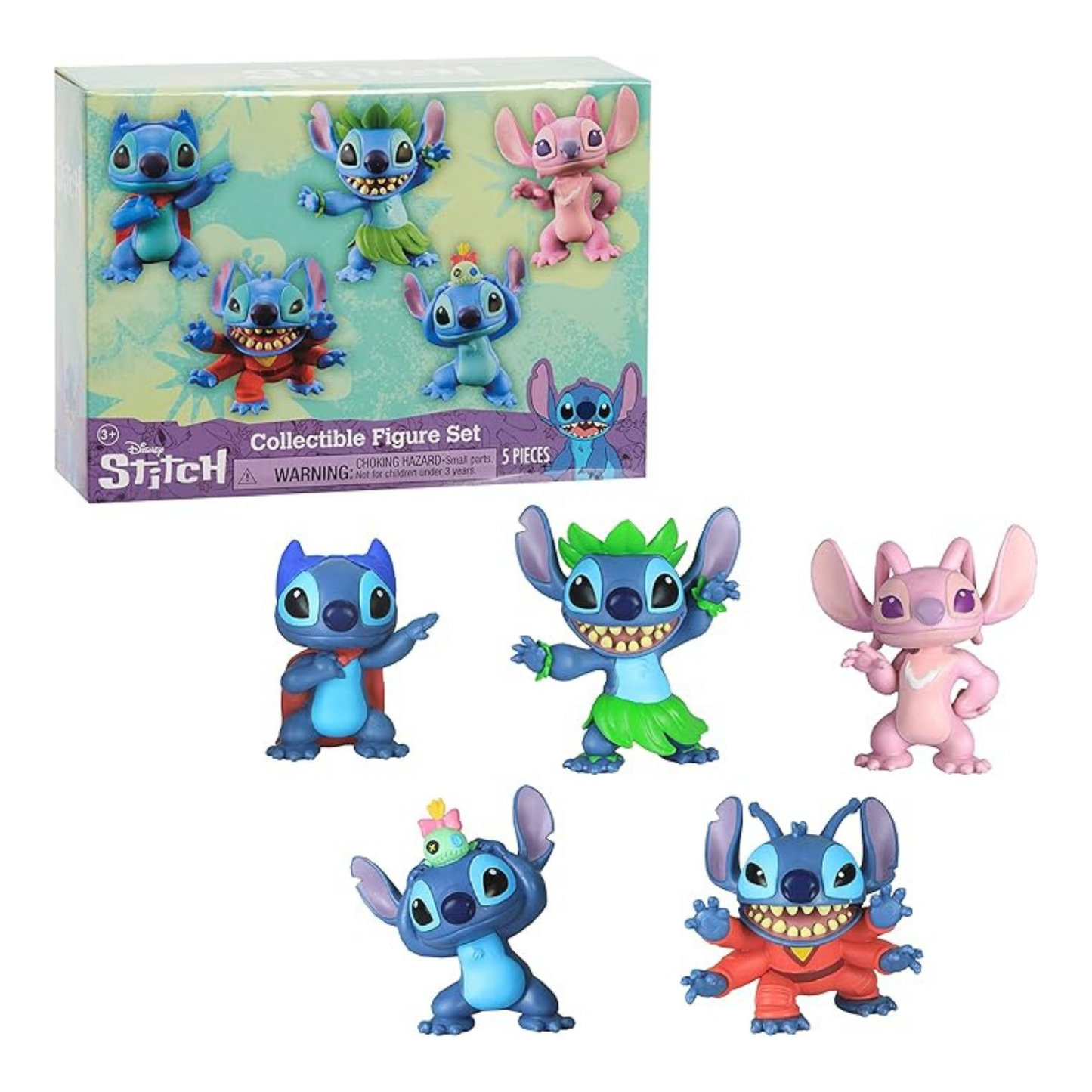Disney Lilo & Stitch 2.7" Inch (7 cm) 5 Piece Collectible Stitch Figure Set, Officially Licensed Kids Toys By Just Play, Suitable for Children, Boys and Girls, Aged 3 Years+