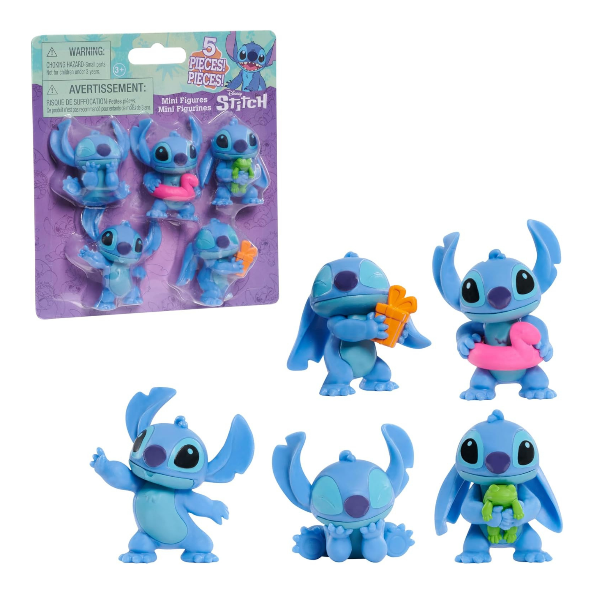 Disney Lilo & Stitch 2.25" Inch (6 cm) 5 Piece Collectible Stitch Figure Set, Officially Licensed Kids Toys by Just Play, Style 1, Suitable for Children, Boys and Girls, Aged 3 Years+