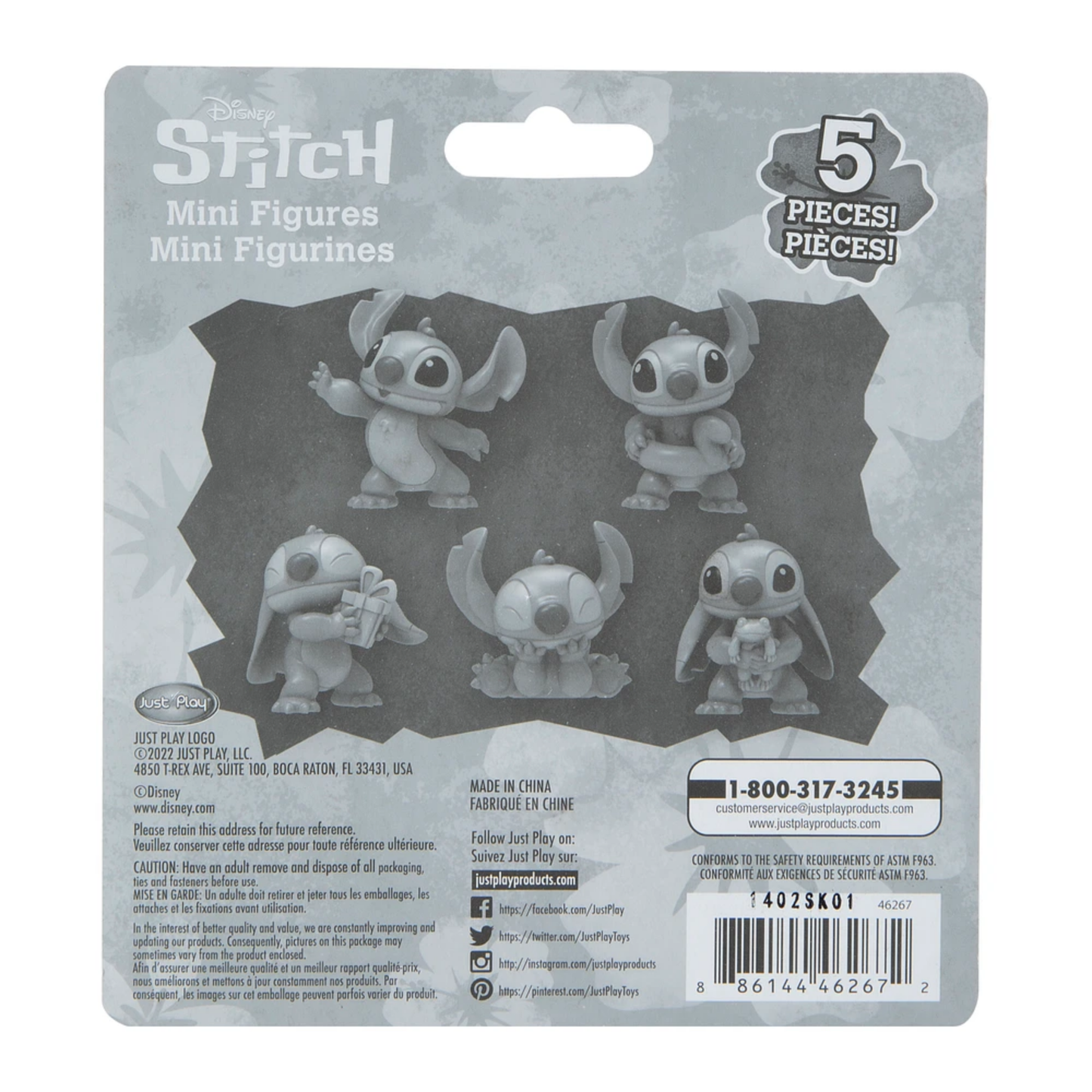 Disney Lilo & Stitch 2.25" Inch (6 cm) 5 Piece Collectible Stitch Figure Set, Officially Licensed Kids Toys by Just Play, Style 1, Suitable for Children, Boys and Girls, Aged 3 Years+