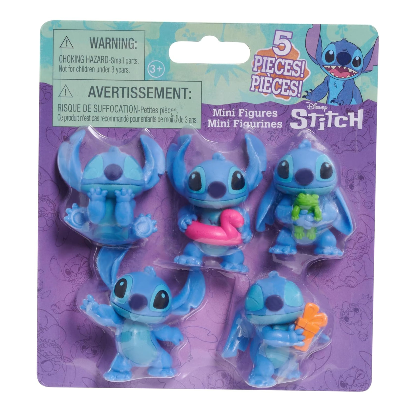 Disney Lilo & Stitch 2.25" Inch (6 cm) 5 Piece Collectible Stitch Figure Set, Officially Licensed Kids Toys by Just Play, Style 1, Suitable for Children, Boys and Girls, Aged 3 Years+