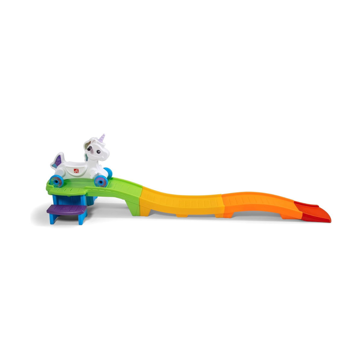 Step2 Unicorn Up & Down Roller Coaster 493700/493799, Kids Ride-On Coaster with Rainbow Track, Light & Sound Unicorn Car, Secure Design, Ages 2–5