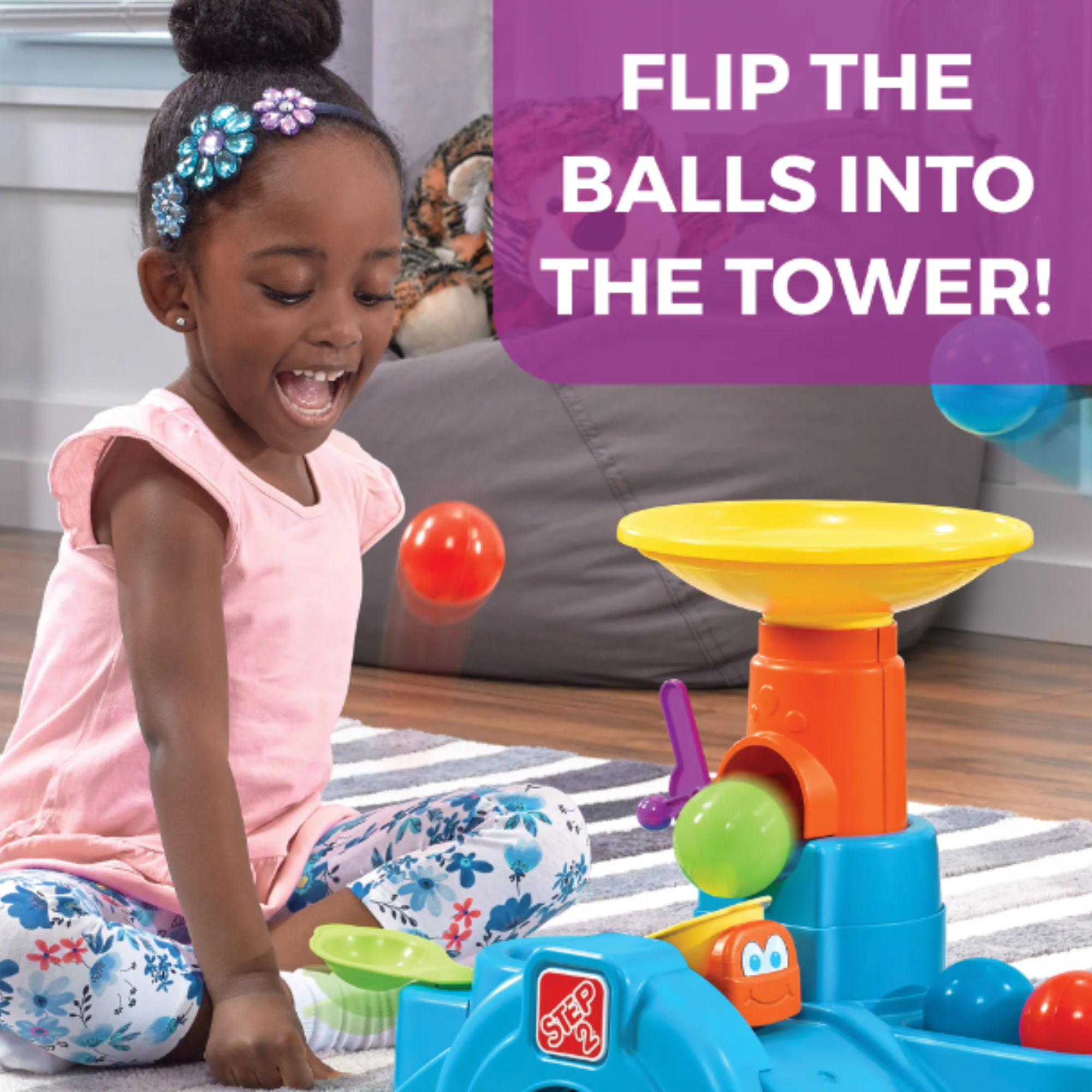 Step2 Ball Buddies Tunnel Tower, Indoor and Outdoor Sensory Play Table, Activity Toy with 12 Piece Accessories Including Balls, STEM Toy and Activity Centre, Suitable for Boys and Girls Aged 1+