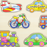 Viga Transports, 8 Piece Knob Puzzle, Montessori Wooden Toy, Develops Sensory, Cognitive & Fine Motor Skills, Non-Toxic & Eco-friendly Kids Educational Toy, Suitable for Boys and Girls Aged 18M+