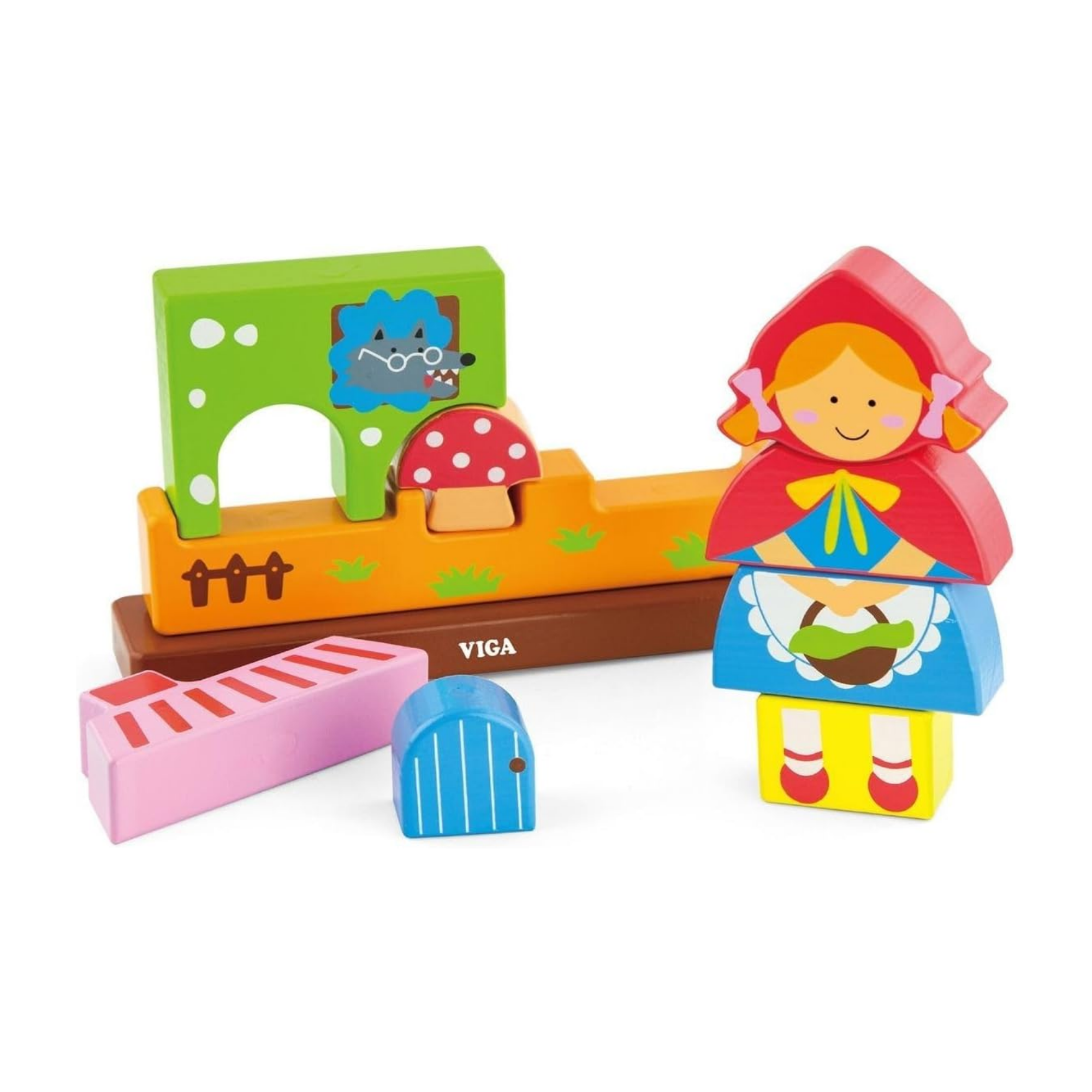 Viga Red Riding Hood, 10 Piece Magnetic Block Puzzle, Montessori Wooden Toy, Develops Sensory, Cognitive & Fine Motor Skills, Non-Toxic & Eco-friendly Kids Educational Toy, Suitable for Children 2Y+